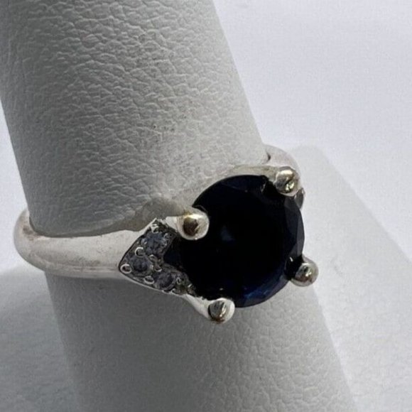 925 STERLING SILVER  RING WITH SAPPHIRE & GOSHENITE  SIZE 7 - Picture 4 of 9